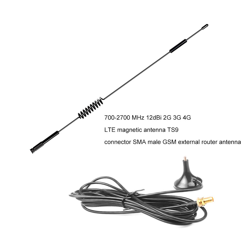 700-2700 MHz 12dBi 2G 3G 4G LTE Magnetic Antenna TS9 Connector SMA Male GSM External Router Car Antenna 1.5M