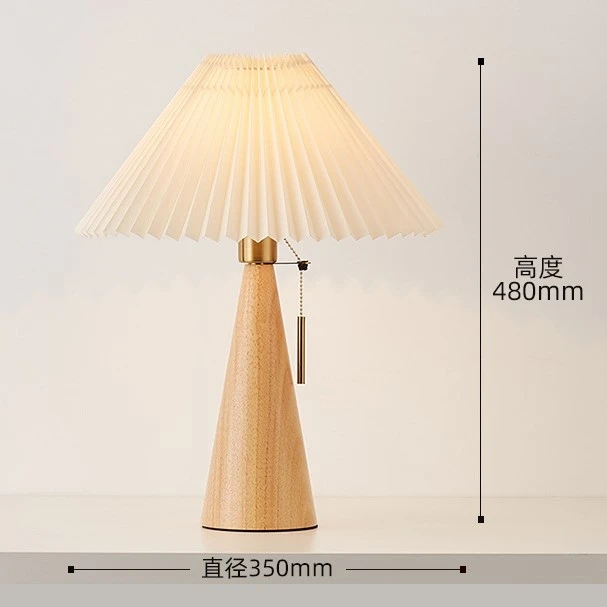 Nordiske retro plisserte bordlamper ledet heltre skrivebordslamper arbeidsrom lesebordlampe til soverom hjemmedekorasjon belysning  e27: Hvit