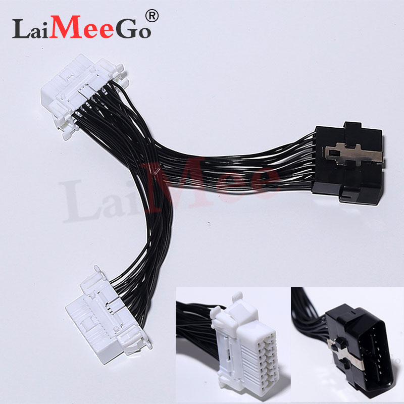 16-pin OBD2 splitter, extension cable one male to two female Y extension cables, ELM327 electronic line connector