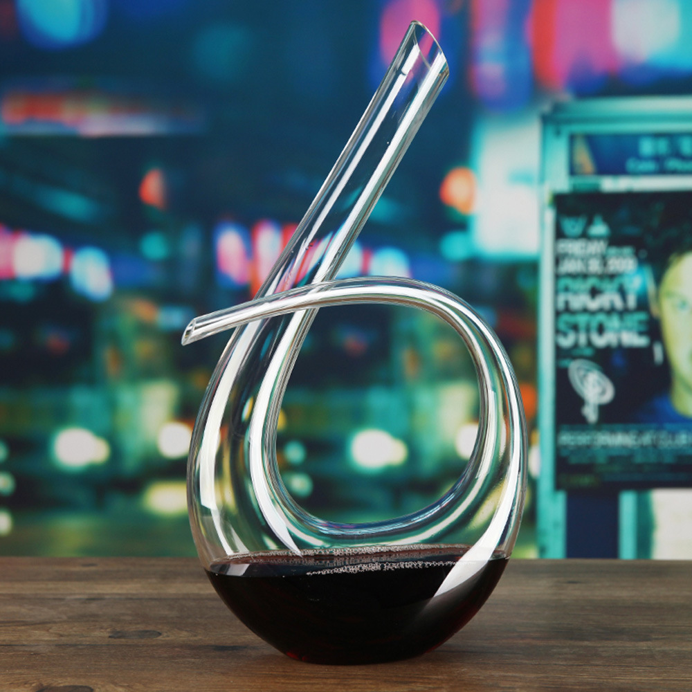 Crystal High Grade 1500ml Spiral 6-shaped Wine Decanter Box Harp Swan Decanter Wine Separator Decanter Set: 6 font