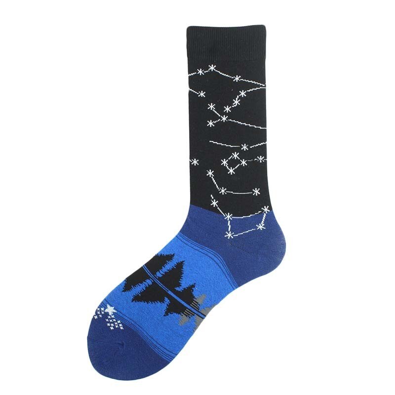 Automne hiver coton chaussettes de noël pour hommes Alien planète astronaute espace drôle dessin animé chaussettes Harajuku Sox: 12