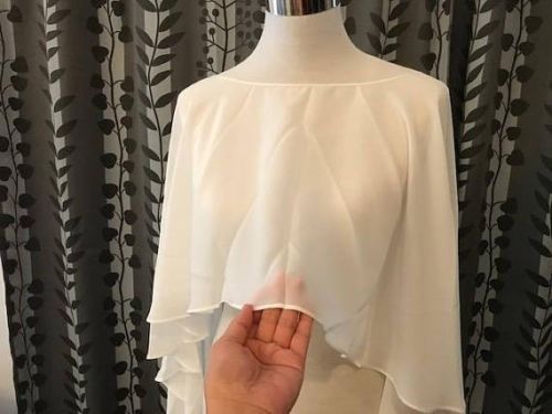 Boléro en mousseline blanc ivoire noir, Simple manteau de mariage, châle, cache-épaule