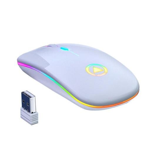 Mouse bluetooth senza fili Mouse ricaricabile RGB Mouse silenzioso per Computer Wireless Mouse da gioco ergonomico retroilluminato a LED per PC portatile: WHITE