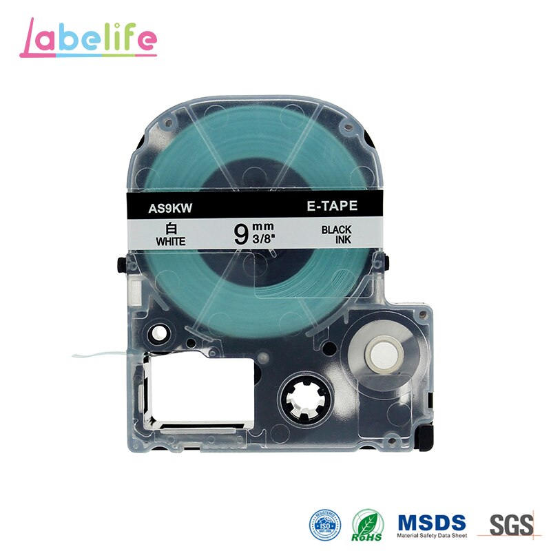 Labelife SS9K Voor Epson LabelWorks Tape cartridge Wit 9mm X 8 m Compatibel voor Koning Jim Tepura TEPRA LITE PRO Zwarte Inkt