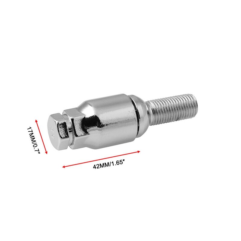 Silver Alloy Wheel Locking Bolts For Golf (m14x1.5) Radius Security 