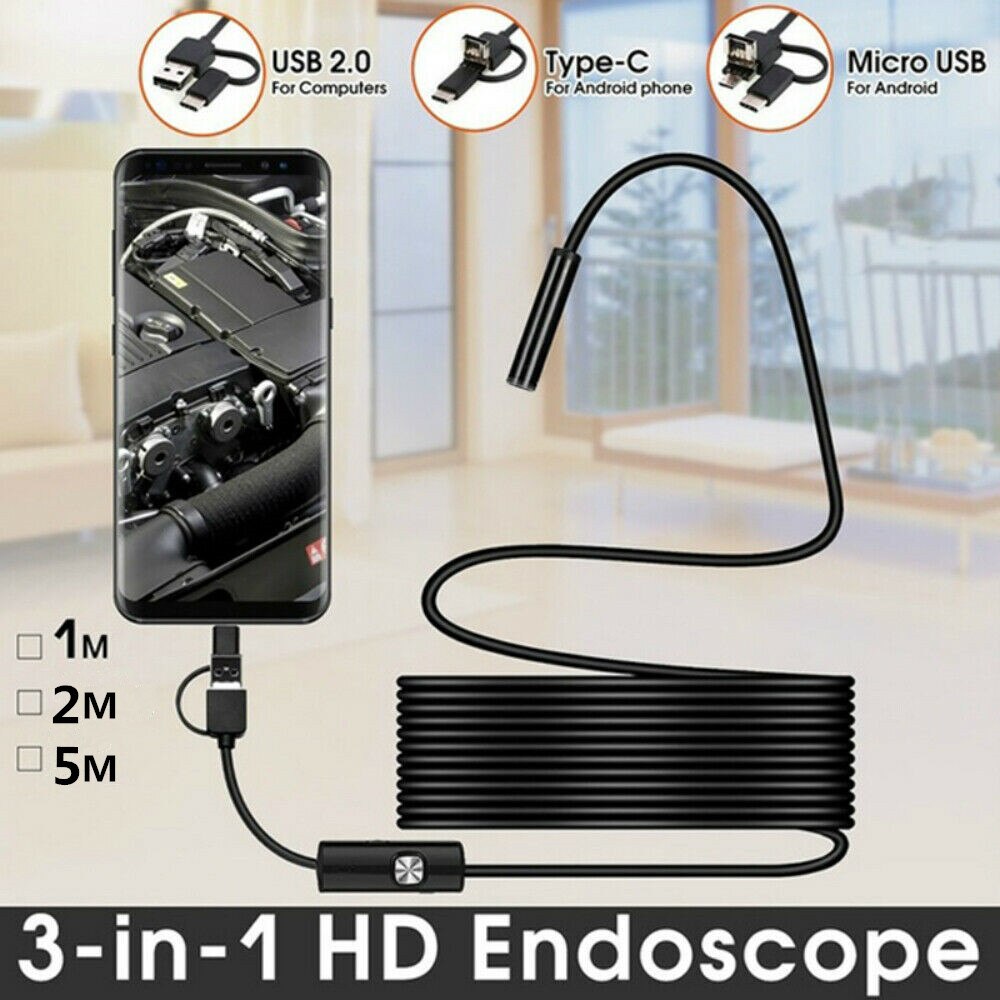 TYPE-C Usb Mini Endoscoop Camera 5.5/7Mm 5/2/1M Flexibele Kabel Snake Borescope Inspectie voor Android Smartphone Pc