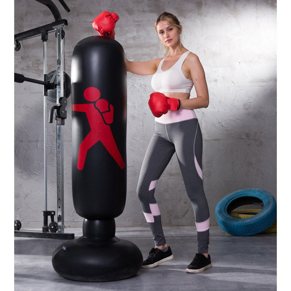 1.6M Vertical Inflatable Boxing Bag PVC Thickening Boxing Pillar Tumbler Fight Column Punching Bag Fitness Tool Sports Toy