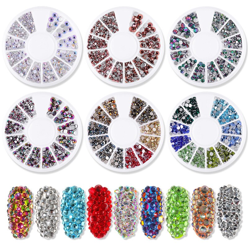 Gemengde Kleur Nagel Steen Ab Kleur Strass Onregelmatige Kralen Manicure Nail Art Decoraties Kristallen In Wiel 3D Nail Accessoires