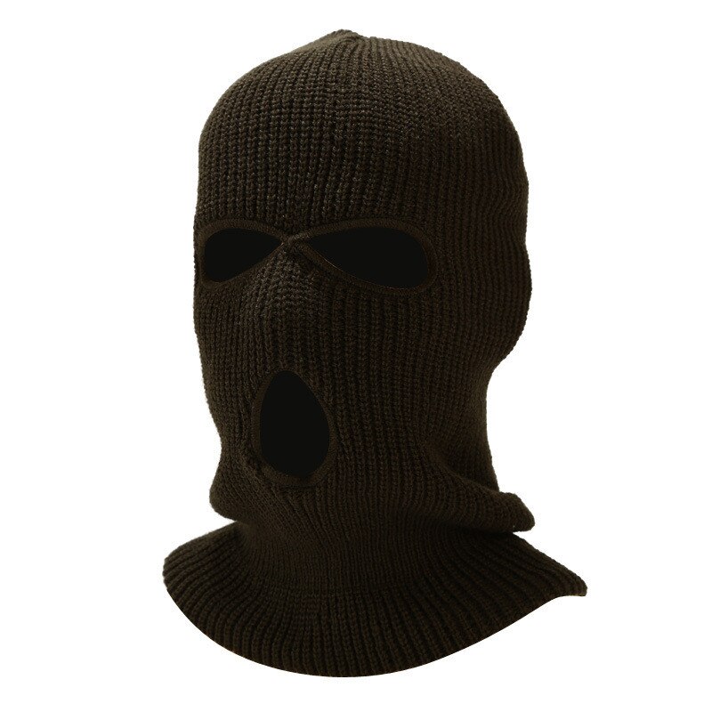 2021New 3-Hole Knitted Full Face Cover Ski Mask Winter Balaclava Warm Knit Full Face Mask For Outdoor Sports: armygreen