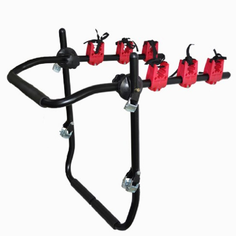 Sykkelstativ med solid armfeste for bagasjerom til 3- sykler, bakfeste for biler, suv-er og takbagasjebrett til biler: Rød