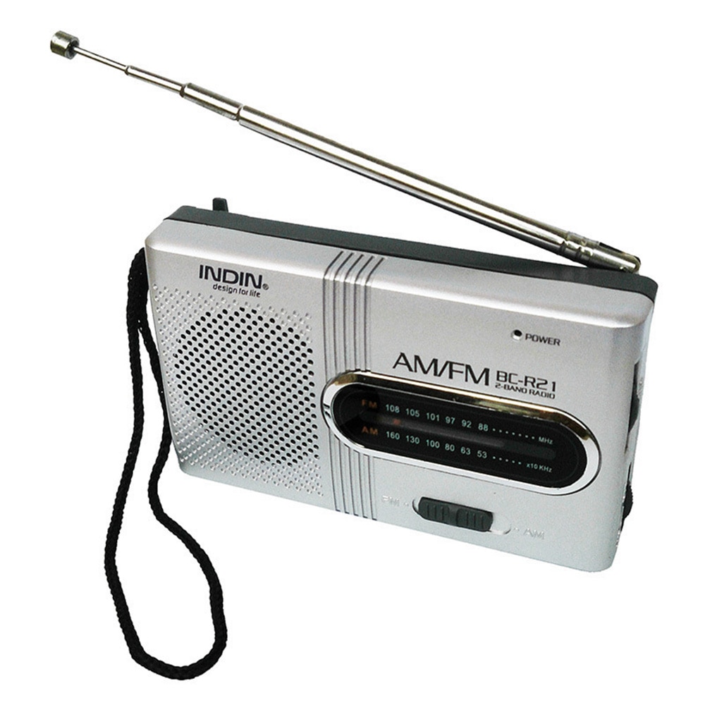 Radio AM/FM Dual Band Radio Receiver Portable Player Built-in Speaker with a Standard 3.5MM Headphones Jack Silver grey