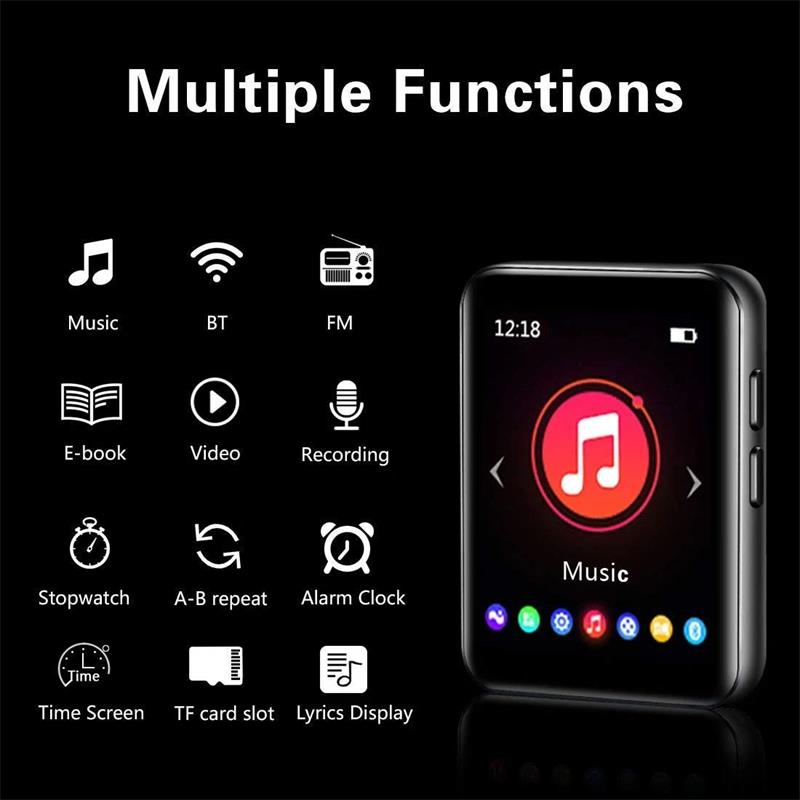 MP4 Player Bluetooth X1 Full Touch Screen Portable Audio Music Player Built-in Speaker with FM Radio, Recorder, E-Book