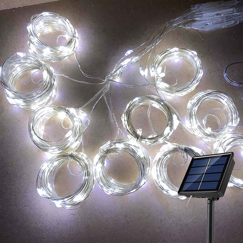 Cortina de luz Solar para exteriores, guirnalda de hadas Solar impermeable, luces de cadena para jardín, patio, pabellón, boda, , vacaciones, luces decorativas: ROSE / 0-5 W