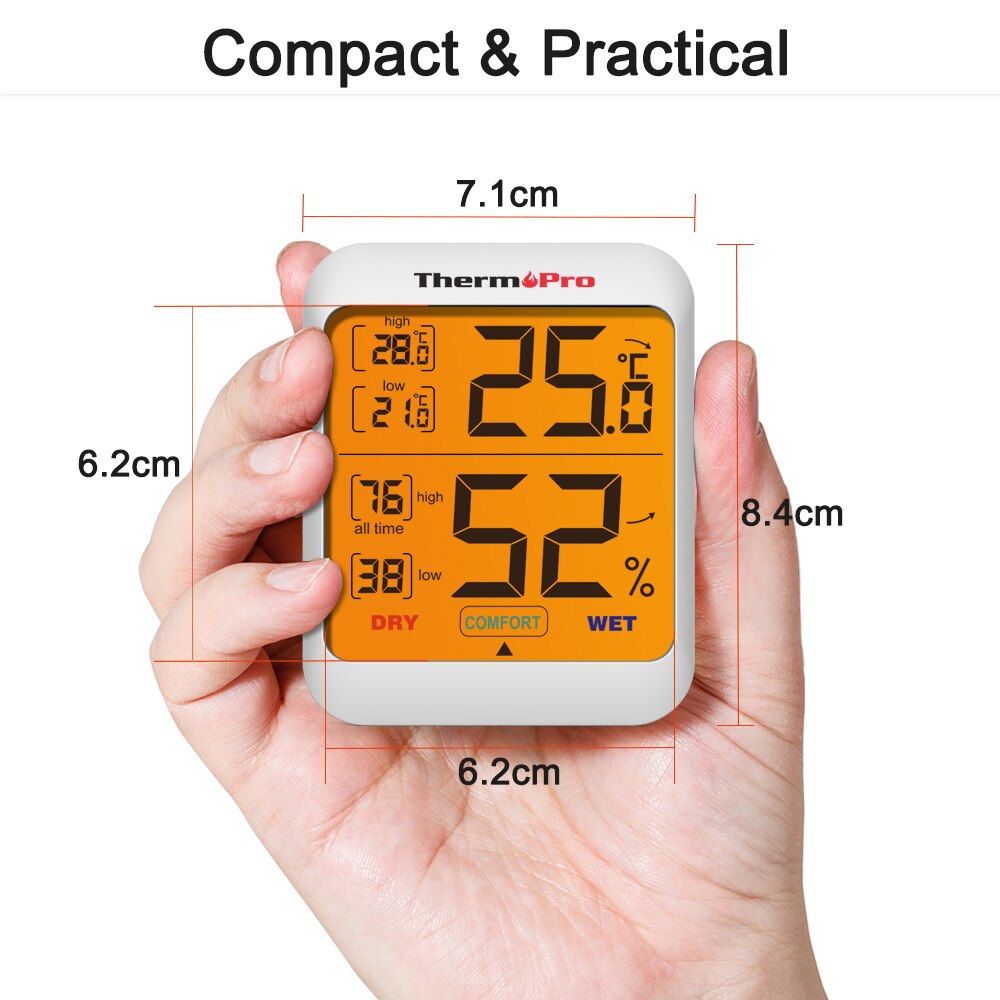 Thermopro TP53 Indoor Digitale Thermometers Hygrometer Vochtigheid Weerstation Voor Thuis Kamer Thermometer Met Touch Back Light