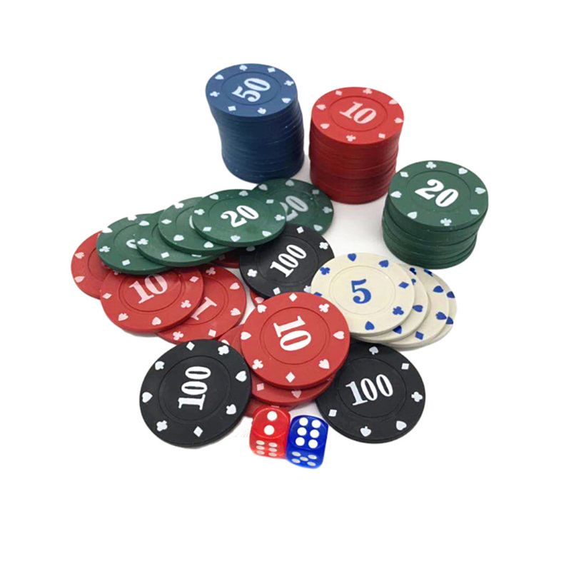 100pcs Round Plastic Chips Casino Poker Card Game Counting Accessories Dice Entertainment Chip 5/10/20/50/100