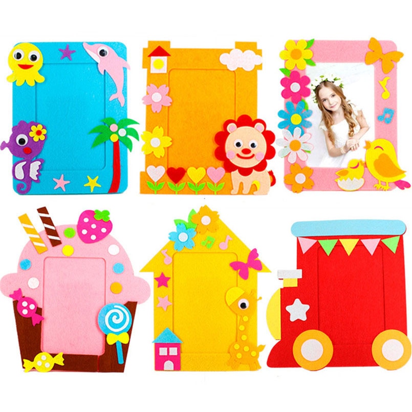 9 pz/set FAI DA TE Cartone Animato Animale 6 Pollici Photo Frame Per Bambini Fatti A Mano Del Mestiere D&#39;arte Giocattoli per I Bambini Della Ragazza Complementi Arredo Casa Scuola Materna Applique