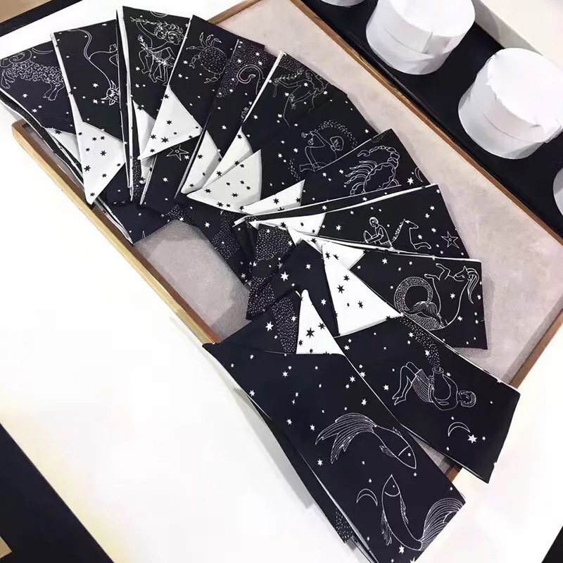 zwölf Konstellation Köper seide kleine Band gebunden tasche griff Band haarband schal Griff Tasche Band Lange Schals