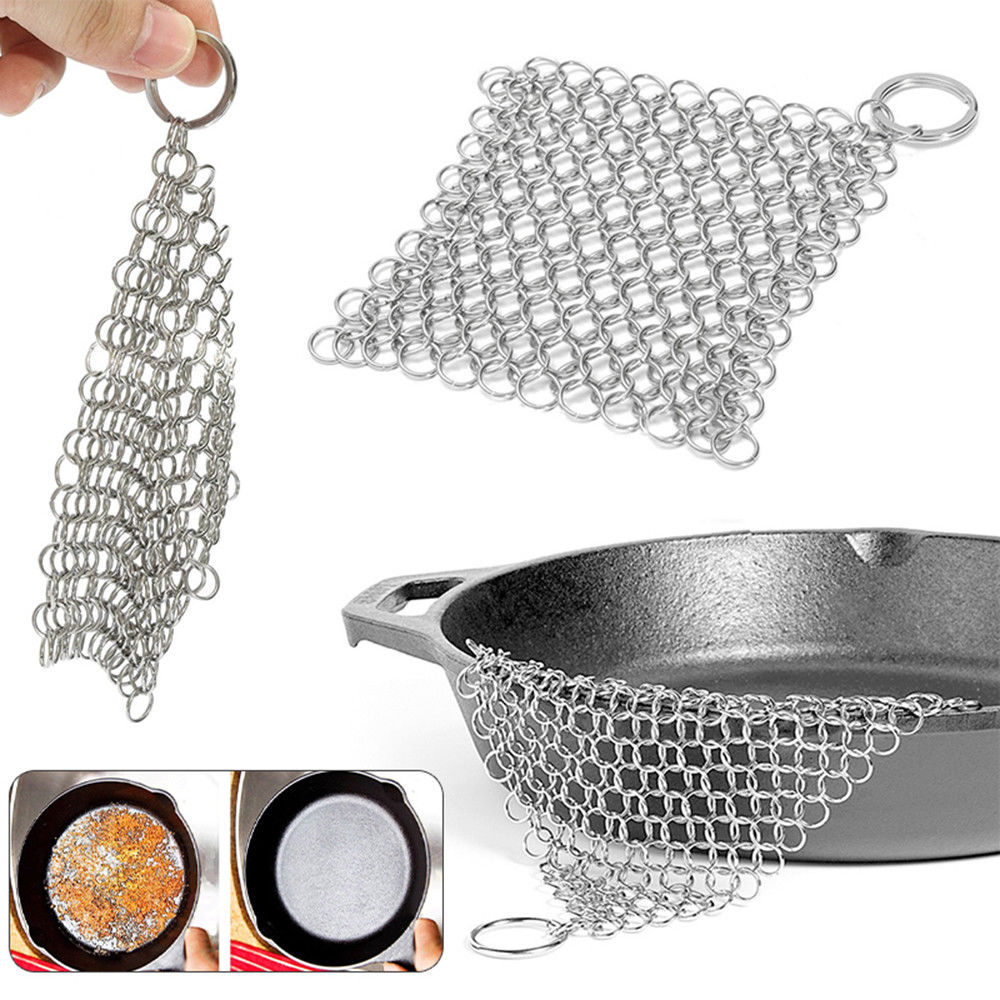 10CM Round 316 Cast Iron Cleaner Kitchen Rust Pot Pans Cleaning Scrubber Steel Rust Remover Scraper Brush Kit Metal Cleaning: 1pc