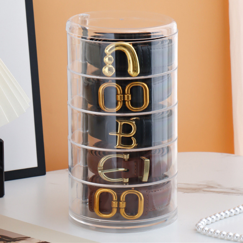 Vetrina trasparente per organizer da cintura multistrato rotante per cinture da donna, collane, gioielli, cravatte e papillon