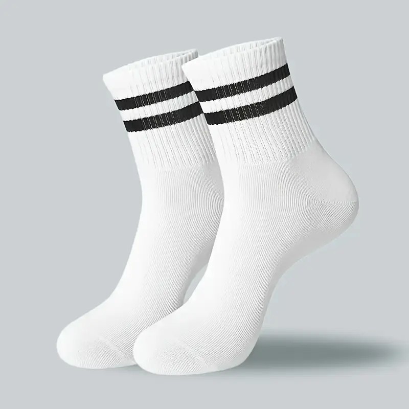 6/10/20 paires de chaussettes mi-tube à rayures neutres, absorbant la sueur, respirantes, douces et confortables, chaussettes de sport et de loisirs pour Couple