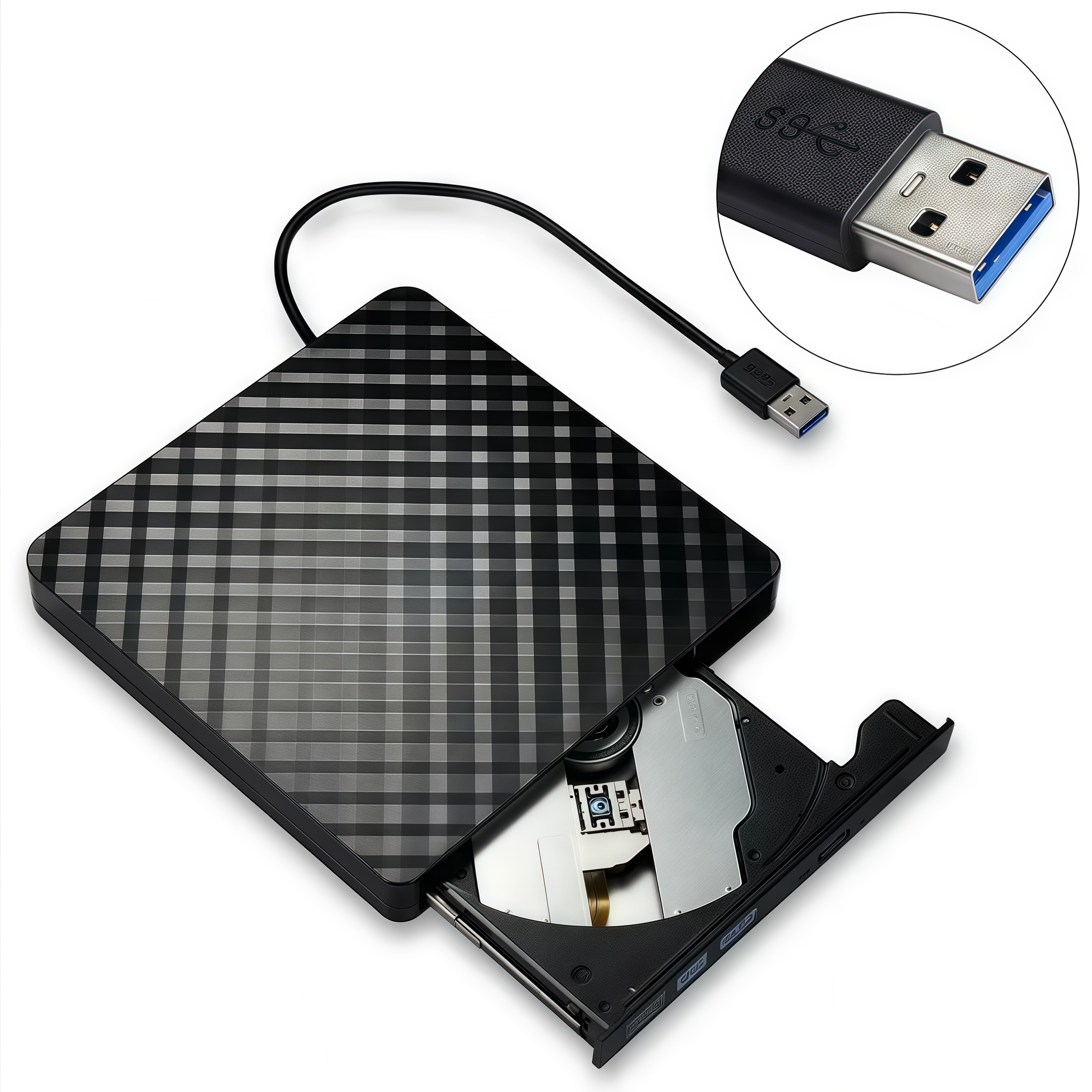 Portable USB-C DVD Drive: Ultra-Slim External CD/DVD Burner & Reader with High-Speed Writing and Playback, Plug-and-Play: Default Title