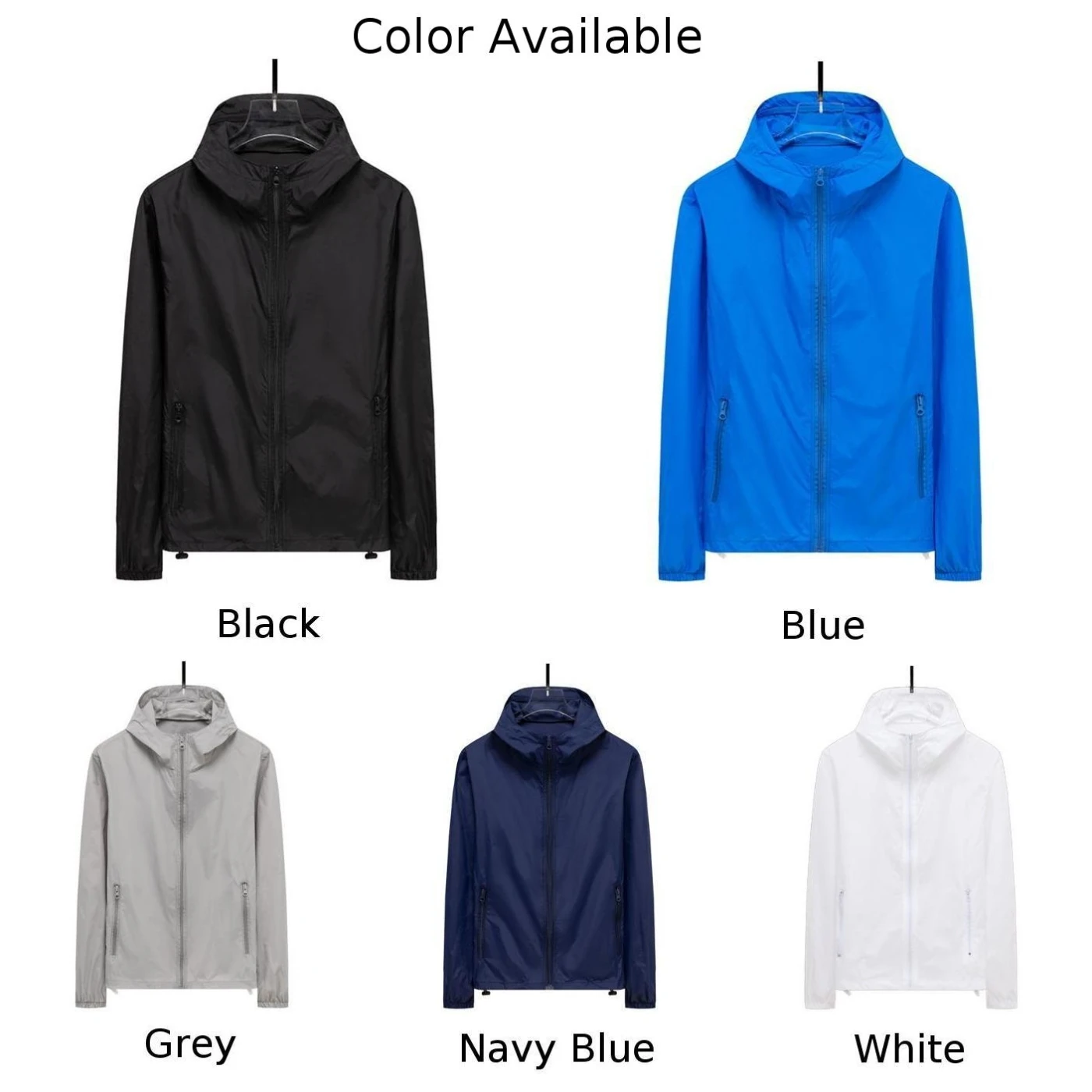 Men Waterproof Jacket Hooded Sport Coat Unisex Outwear Lightweight Windbreaker