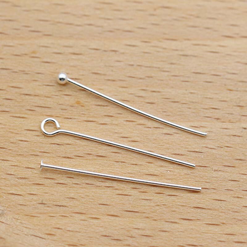 10pcs Real Pure Solid 925 Sterling Silver Needle Pins for DIY Jewelry Making Findings Earring Necklace Connector Part Base