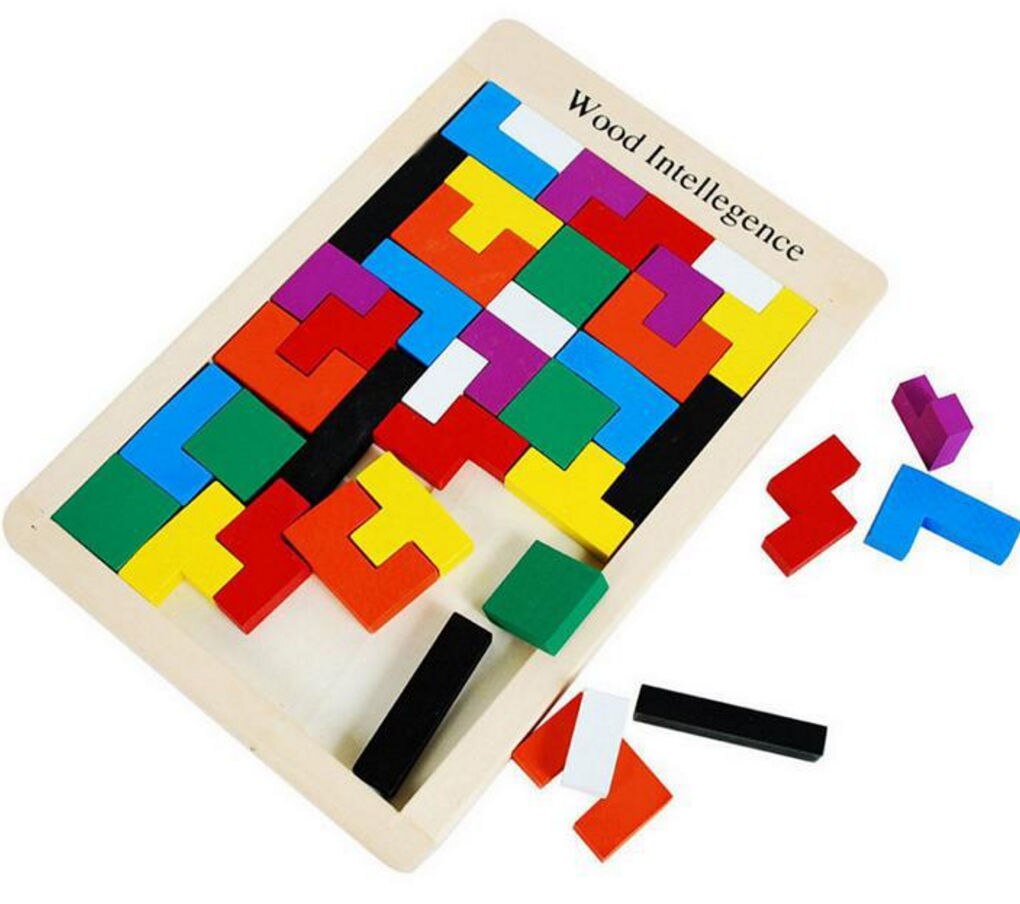 Houten Tetris Puzzel Brain Teasers Game