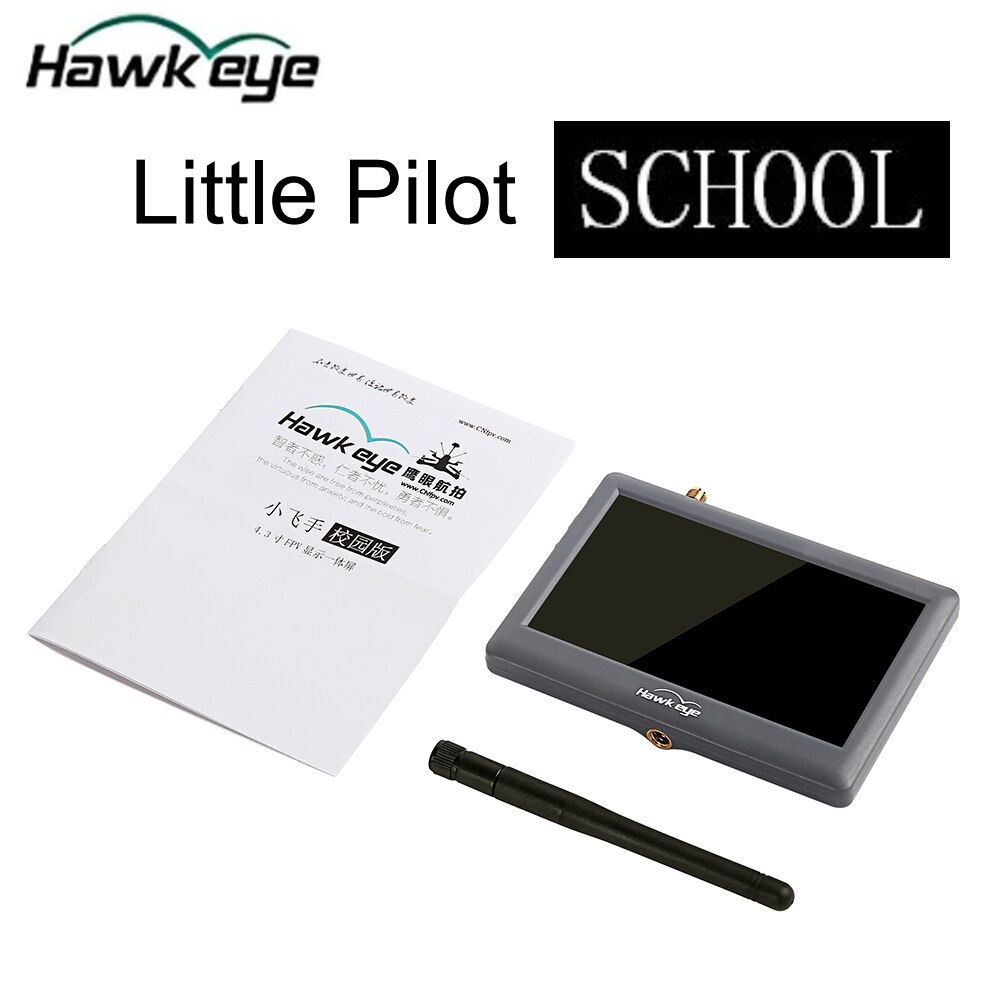 Hawkeye little pilot 5.8g fpv skærm 4.3 tommer 48ch fpv hd skærm auto kanalsøgning indbygget batteri til rc fpv dronebil