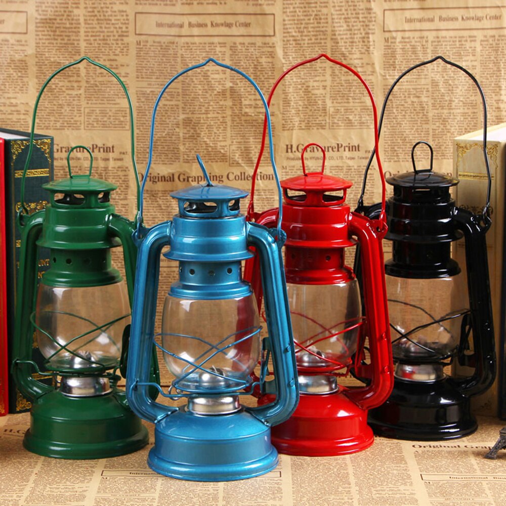 19cm Kerosene Lamp Hurricane Lanterns Wick Oil Lamps Wild Emergency Light Fueled by Kerosene Diesel Plant Oil for Garden Decor