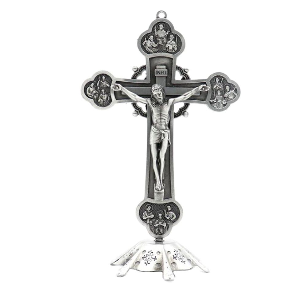 Gebed Kruist Katholieke Christendom Religieuze Twaalf Apostelen Jezus Stand Kruis Thuis Kerk Arts Ambachten Decoratieve Ornamenten: Silver