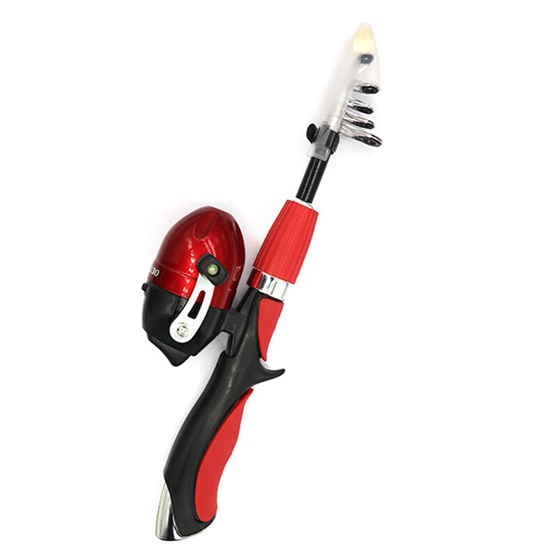 Kids Fishing Set Full Kits With Telescopic Fishing Rod And Spinning Reel Saltwater Freshwater Outdoor Fishing Tools: Red