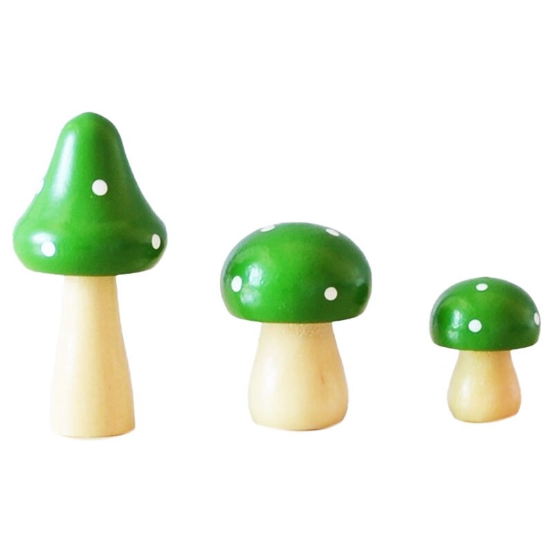 Decoratieve Simulatie-Planten Kamer Decoraties Leuke Massief Houten Paddestoel Ornamenten Driedelige Bureau Decoratie: Green