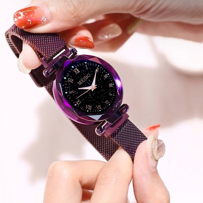 Relogio Feminino Women Starry Sky Watches Magnetic Mesh Belt Watch Women Dress Luminous Quartz Wristwatch Zegarek Damski
