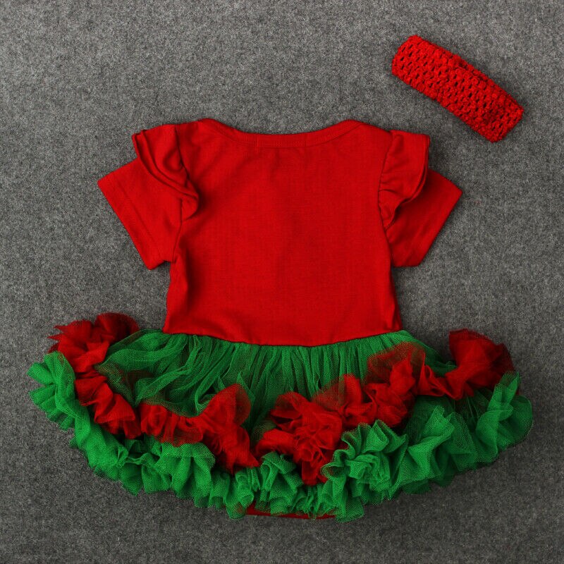 Baby Christmas Dress 2pcs Set Santa Claus Christmas Tree Newborn Baby Girls Tutu Dress + Headband Party Outfit Costume 0-18M