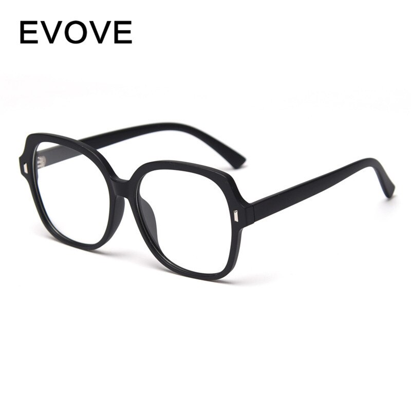 Evove gafas de ordenador mujeres hombres transparente claro tinte lente Anti reflejo azul INS falsas gafas sobredimensionadas puntos de empollón: shiny black