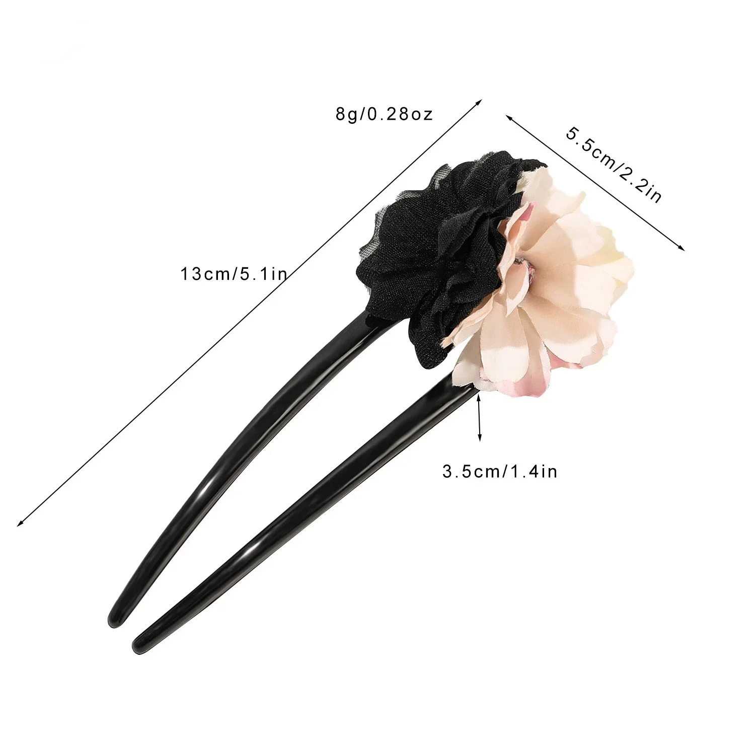 Horquilla de flor de Begonia en forma de U de 13cm, horquilla de pelo Simple a la para mujer, accesorios para el cabello de flores para Festival de estilo étnico,