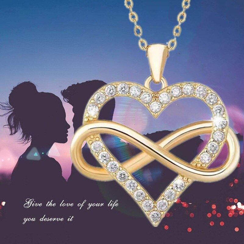 Moda requintada Colar Coração cruzado infinito pingente de amor feminino Colar Jóias Colar simbolizando amor casamento noivado jóias festa presente de aniversário colar feminino acessorios femininos