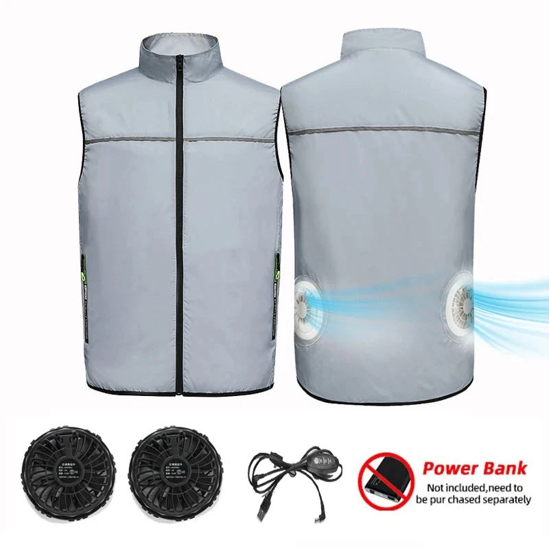 Zomerventilator ijsvest heren usb koelvest airconditioning kleding outdoor koelvest kamperen vissen mouwloze jas werk: M / Beige