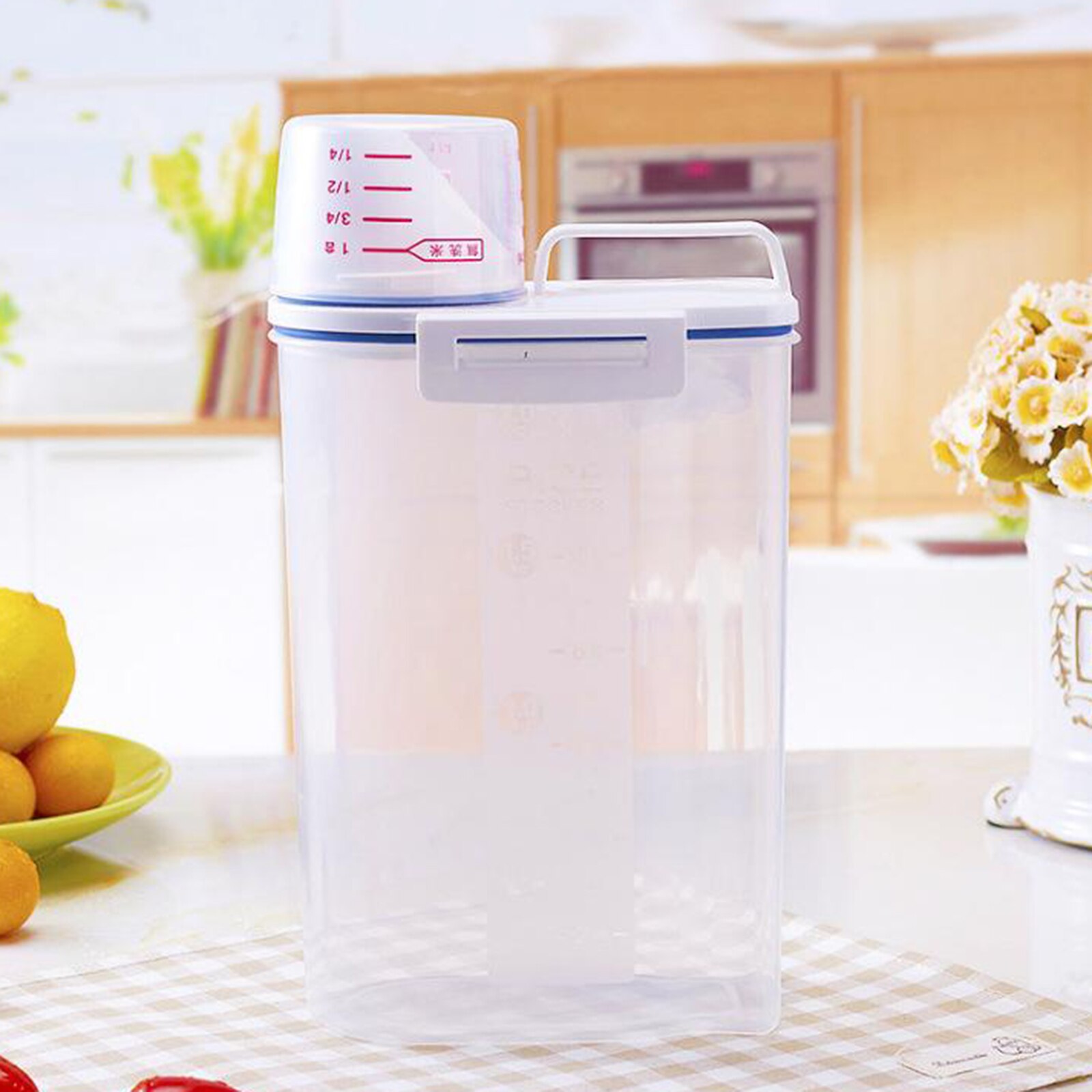 PP Food Storage Box Plastic Clear Container with Pour Lids Kitchen Storage Bottles Jars Dried Grains Dry Food Tank: 2.5L