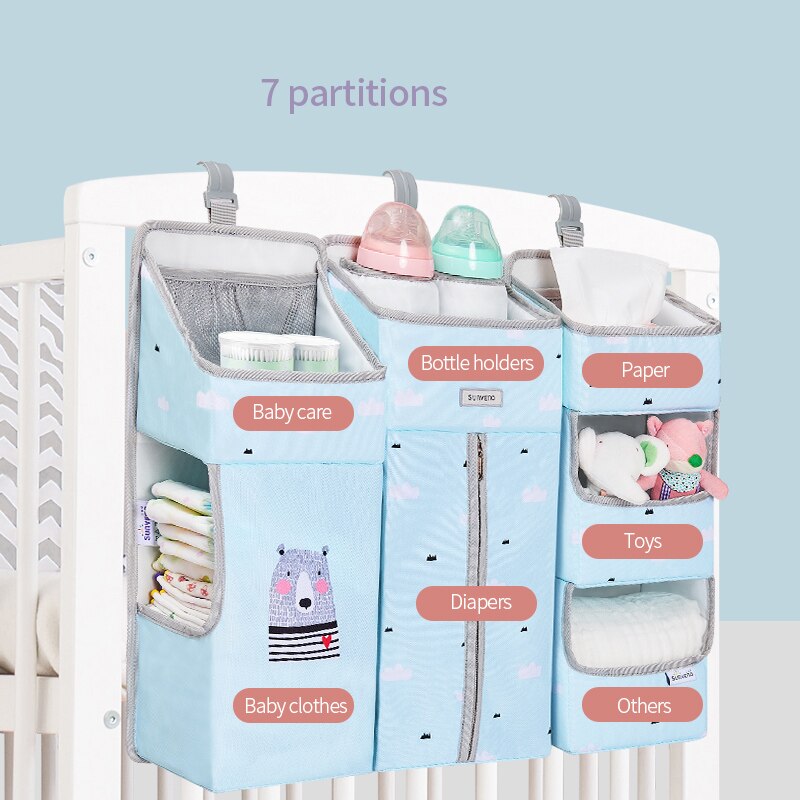 Sunveno Crib Organizer Voor Babybedje Opknoping Opbergtas Baby Kleding Caddy Organisator Voor Essentials Beddengoed Luier Luiertas