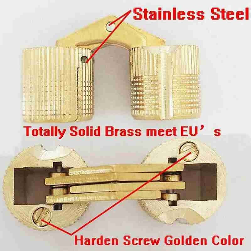 4pcs Barrel Hinge 8/10/12mm Copper Brass Furniture Hinges Cylindrical Hidden Cabinet Concealed Invisible Door Box Hinges