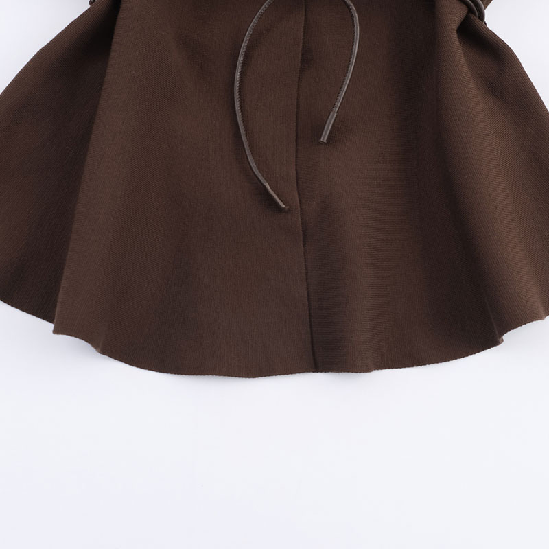 Chique herfstjas Casual 2025, gebreide dames, bruine vintage jassen, jas, V-hals, riem, jas, chique, elegante vrouwelijke uitloper
