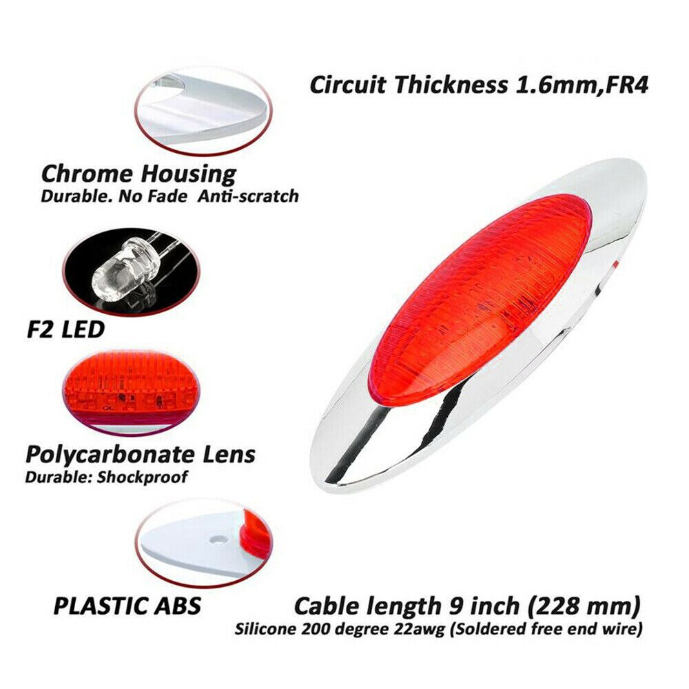 Luces laterales rojas de 6,5 &quot;para remolque y camión, luz ovalada impermeable, señal de giro, 12V, 2 piezas, 16LED