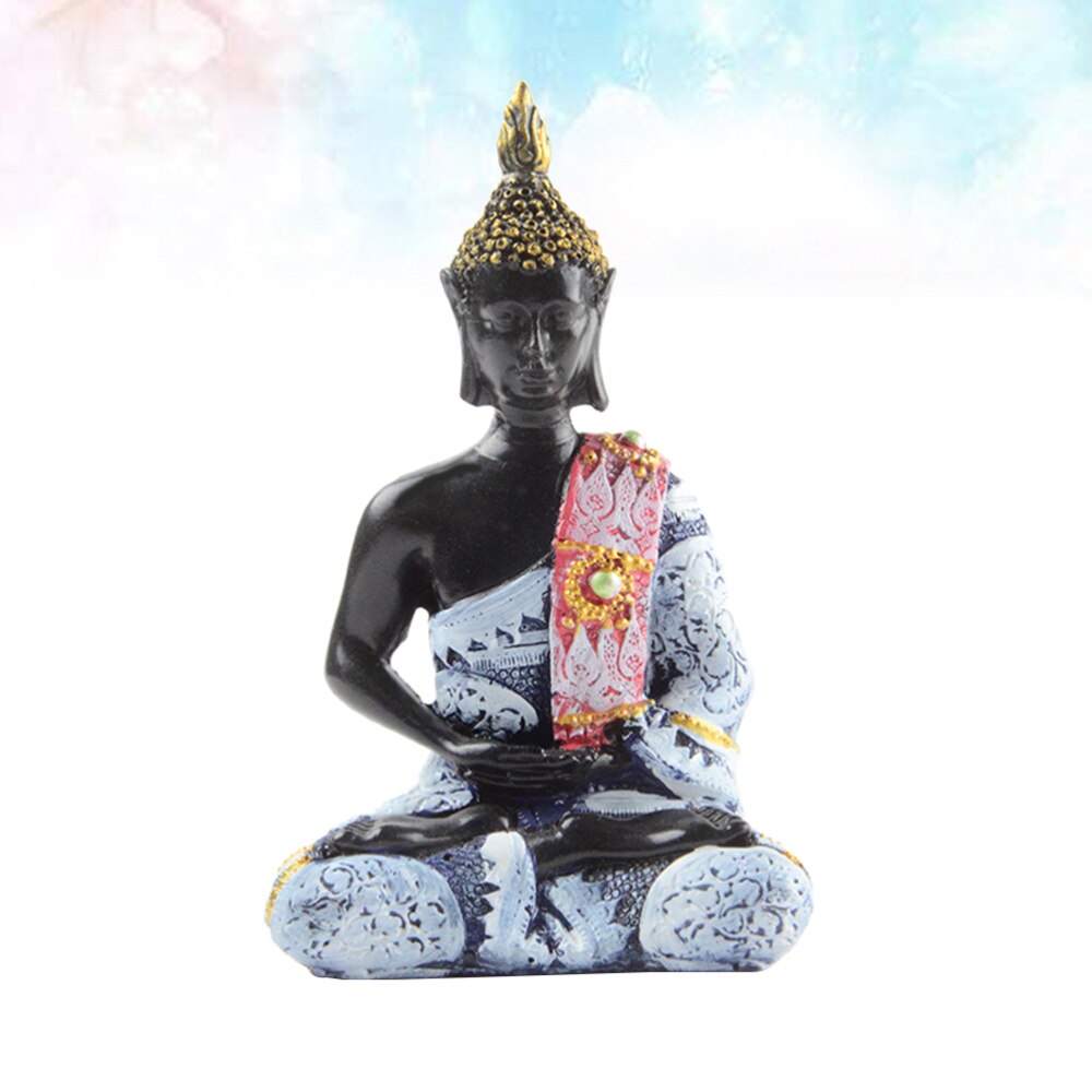 Zitten Boeddha Figuur Creatieve Hars Boeddhisme Beelden Boeddha Collectible Beeldje Plank Display Home Decoratie (Rood)