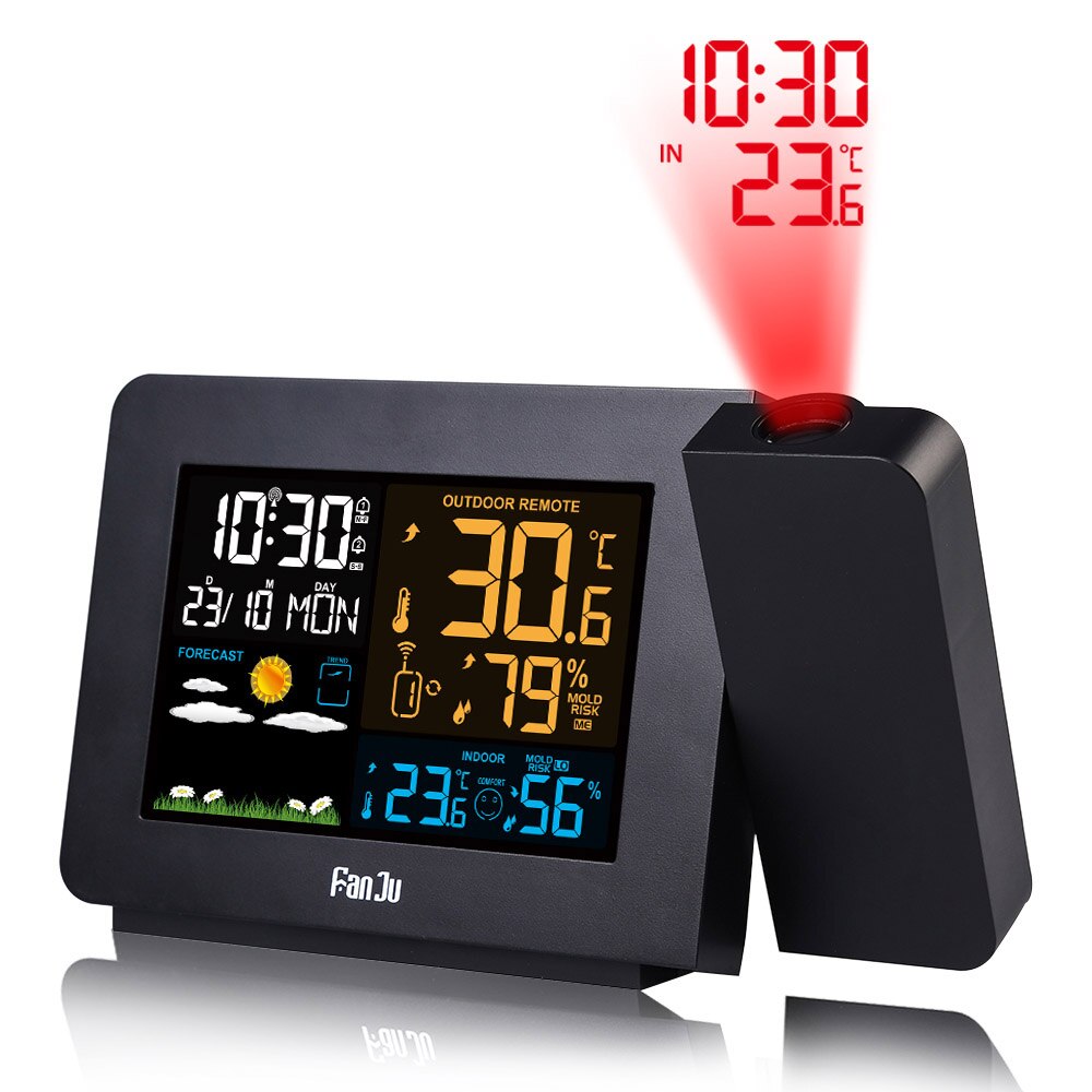 Alarm Projectie Klok Thermometer Hygrometer Draadloze Weerstation Digitale Horloge Snooze Desk Tafel Project Radio Klok