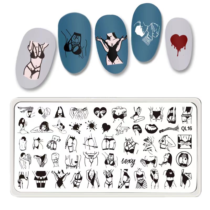 1 Uds. Placas de estampado de uñas de serpiente, plantillas rectangulares, placa de imagen de sello para decoración de uñas, herramientas de impresión de uñas de acero inoxidable para manicura: Salmón