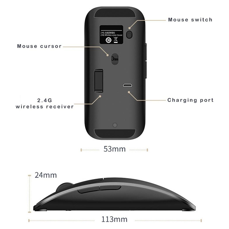 AI Bluetooth Mouse Instant Voice Translator Wireless Charging Mouse Intelligent Language Translation