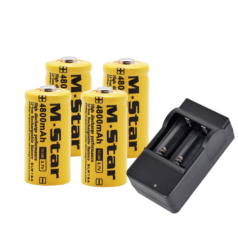 4800Mah Oplaadbare 3.7V Li-Ion 16340 Batterijen CR123A Batterij Voor Led Zaklamp Lader, reizen Voor 16340 CR123A Batterij