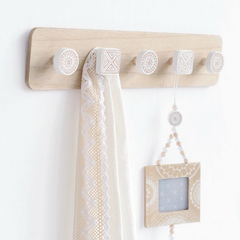 Percha de madera para abrigos, gancho de pared, colgadores decorativos para ropa del hogar, soporte para llaves, perchero montado en pared, colgador de llaves, estante de pared